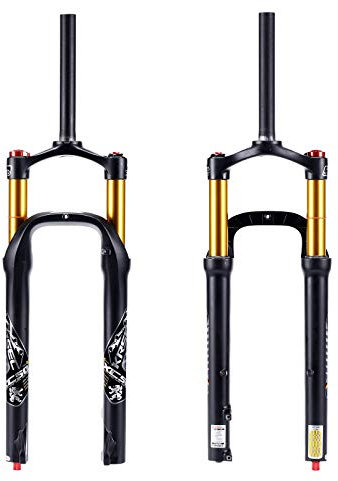 BUCKLOS Mountainbike-Gabel, 66 cm (26 Zoll), Mountainbike-Gabel, Reise, 120 mm, Rückprall-Anpassung, Fahrrad-Vorderradgabeln für 10,2 cm Reifenscheibenbremse.