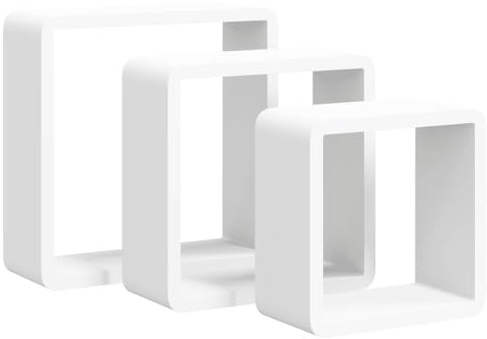 vidaXL Würfelregal 3-TLG. Wandregal Hängeregal Regalwürfel Cube Lounge CD Regal Bücherregal Schweberegal Wandboard Dekoregal Weiß MDF