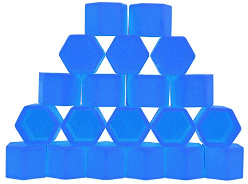 ihreesy 20 Stück Radschraubenkappen,Silikon Radschrauben Abdeckungen Auto Radmutterkappen Wasserdichte Radfelgenabdeckung Reifen Mutter Covers, 17 mm Blau