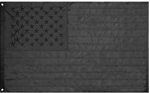 KENPMA Schwarze amerikanische Flagge, 90 x 152 cm, verdunkelte amerikanische Flagge, Outdoor, strapazierfähiges Nylon, US-Flaggen mit gestickten Sternen, genähten Streifen und Messingösen