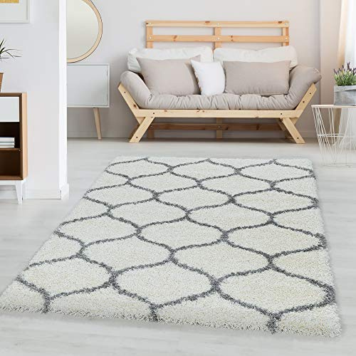 Carpettex Hochflor Teppich Wohnzimmer Shaggy Flokati Teppich Modern Skandinavisch Design 200 x 290 cm Creme - Teppich Schlafzimmer Weich Flauschig Waschbar Teppich Küche Esszimmer - Langflor Teppiche