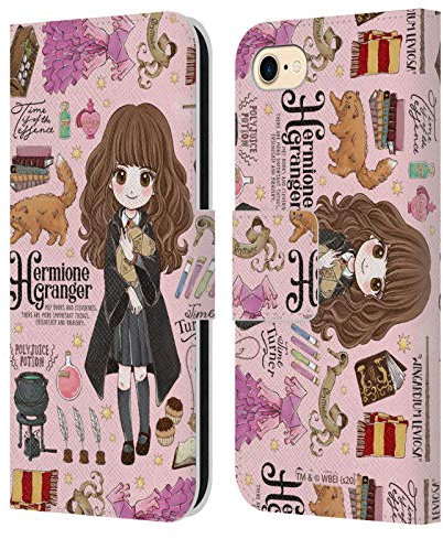 Head Case Designs Officially Licensed Harry Potter Hermione Pattern Deathly Hallows XXXVII Leather Book Wallet Case Cover Compatible With Apple iPhone 7/8 / SE 2020 & 2022