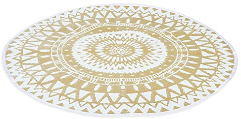 IDMarket - Tappeto esterno rotondo naturale e bianco D.150 cm