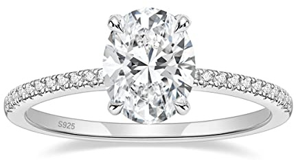 EAMTI Verlobungsringe aus 925er-Sterlingsilber, 3 Karat, ovaler Schnitt, Zirkonia, Eheringe für Sie, atemberaubende Eheringe für Damen, Größe 3–12, 7, Sterling Silber, zirkonia