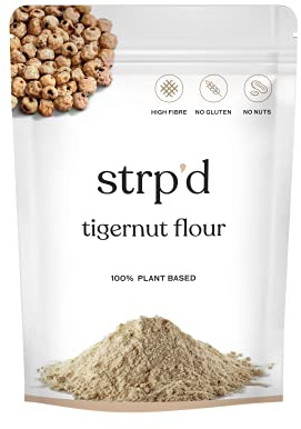 Strp'd Tigernut Flour Extra-Fine (400g) | Gluten Free & Nut Free alternative to Almond Flour | Milled from 100% Tiger nuts | High in Fibre | Vegan | Naturally Sweet | AIP Compliant