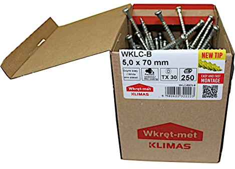 Wkręt-Met KLIMAS sp. z o.o. Winkelbeschlagschraube 5,0 x 70 mm - 250 St. Holzverbinderschrauben mit ETA