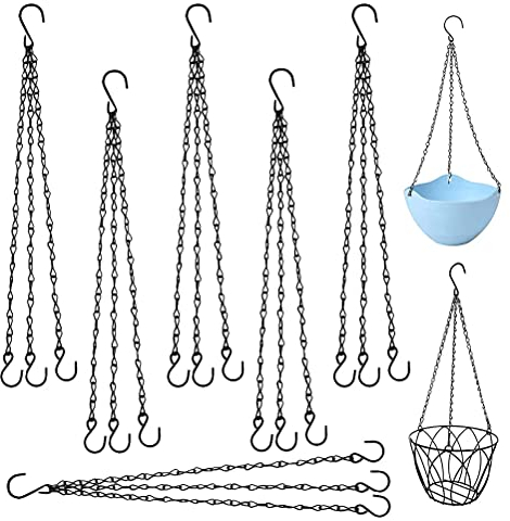 PUERHUACI Metallo Catena Sospesa,6 Pezzi Catena per Appendere Il Cesto di Fioriere Catena a Cesto Appesa,Catena a Cesto Appesa Pianta Catena Vaso Catene in Metallo Set Clip e Ganci