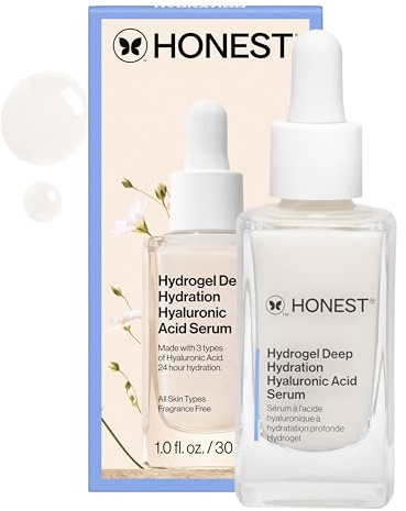Honest Beauty Hydrogel Deep Hydration Hyaluronic Acid Serum, Moisturizes Plumps, Hypoallergenic, Fragrance-Free, Vegan, Gentle for Sensitive Skin, 1 fl oz