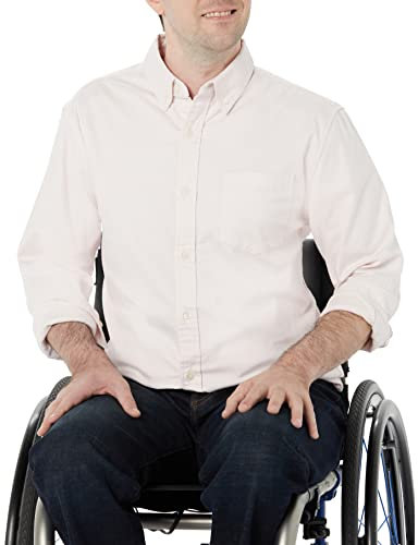 Amazon Essentials Men's Regular-Fit Long-Sleeved Stretch Oxford Shirt with Pocket (Available in Big & Tall), Pale Pink, XXL