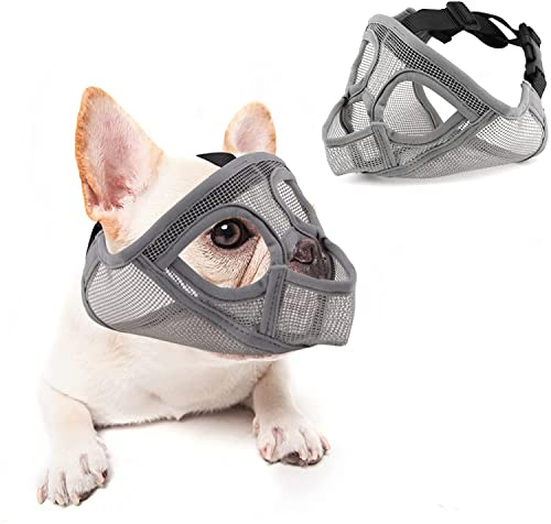 Maulkorb für Hunde, kurz, aus Netz, Maulkorb, französische Bulldogge, verstellbar, Maulkorb für Hunde, atmungsaktiv, Maulkorb für Hund, Kauen, Boyer, Training