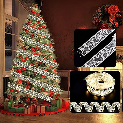 DERAYEE Christmas Fairy LED Lights, 6.56ft Christmas Ribbon Fairy Lights Christmas Tree Decoration Xmas Gift for Outdoor Weddings Garden Holiday Party Supplies