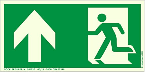 Fluchtweg Notausgang Schild langnachleuchtend Kunststoff Pfeil Oben ASR A1.3