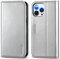 TUCCH Wallet Case for iPhone 13 Pro (6.1) 2021 5G, Protective PU Leather Phone Case with [RFID Blocking] Card Slots[Shockproof TPU] Stand Cover Compatible with iPhone 13 Pro, Shiny Silver