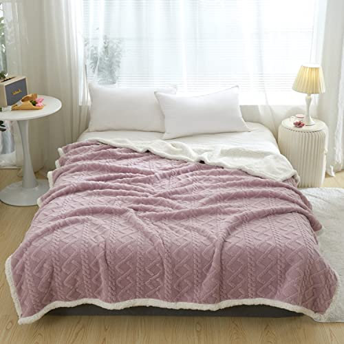 DREAMLANDING Sherpa Fleece Blanket Sofa Throw Double-Sided Super Soft Warm Throw Blanket For Bed, Sofa, Couch (Purple Cable, 150×200cm)