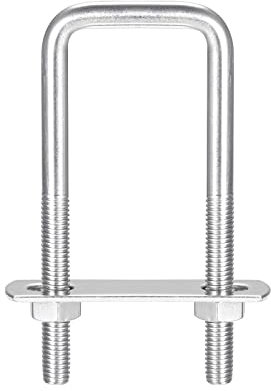 sourcing map Bulloni a U quadrati, 3 set da 35 mm, larghezza interna 100 mm, lunghezza M8 304 in acciaio inox con dadi e piastre, per rimorchio barca