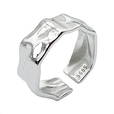 KONFEN Ring Verstellbar Damen Herren, Offener Ringe, Daumenring Modeschmuck Ringe Zeigefinger Ring Fußringe Silber, Retro Minimalismus Trendsymbol Schmuck Geschenke für Damen Herren Unisex, Silber