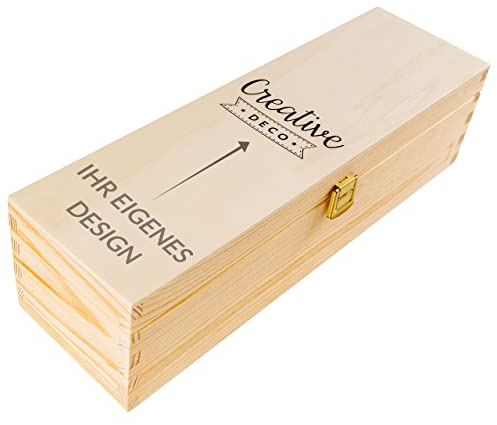 Creative Deco Cadeau Photo Personnalisé Vin Boite en Bois Photo ou Logo | Cadeaux Personnalisable - Votre Propre Photo et Image Individuel | Femmes, Hommes et Couples | 1 Bouteille