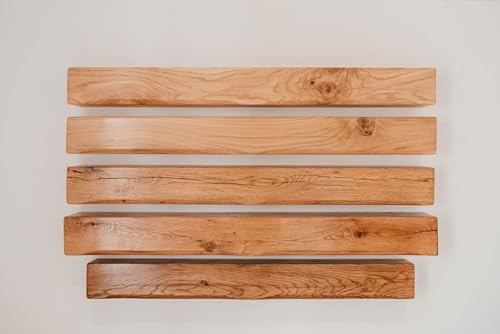 Oak beam mantel, fireplace surround mantle, floating shelf 5 x 5 (x 90-135 cm) (Natural, 130cm)
