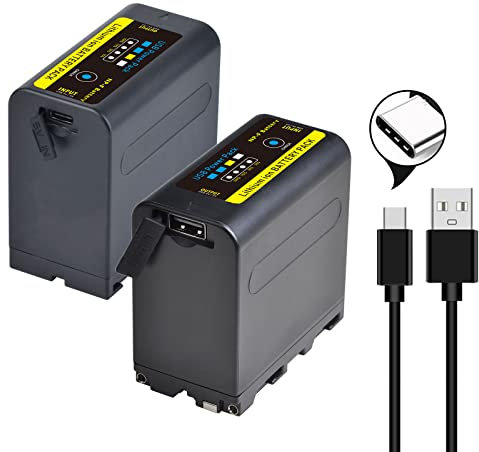 Batmax 2 Pack 9600mAh NP-F970 Replacement Battery with Type-C Charging Port Compatible with Sony NP-F550/570/750/770/930/960/970 Sony DCR-VX2100 DSR-PD170 FDR-AX1 DR-AX2000 HDR-FX1 HDR-FX7