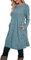 Aokosor Women's Long Sleeve Tunic Dress with Pockets and Side Buttons - Size 22-24 Blue