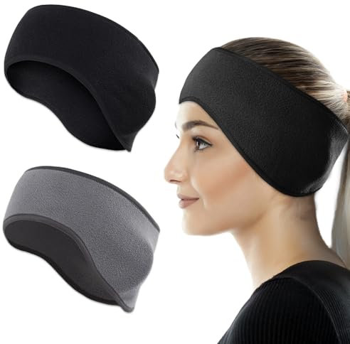 Udbrud Bandeau de Sports d'hiver, 2 Pièces Hiver Bandeau Cache-Oreilles Tissu Bandeau Polaire Bandeau Elastique Bandeaux de Sports d'hiver pour le Yoga, la Danse, la Gym, Taille Unique