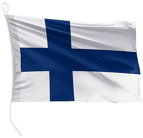 FLAGLY bandiera per barca Finlandia 30 x 20 cm formato orizzontale - peso del tessuto 115g/m² - stampata, robusta con corda e occhiello, accessori per barca barca a motore