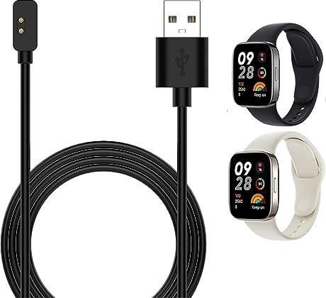 Ownkim Caricatore Magnetico Compatibile con Xiaomi Redmi Watch 3/Redmi Watch 2 Lite/Smart Band Pro/Mi Band 7 Pro - Caricabatterie con Cavo di Ricarica USB da 1M per Smartwatch - Nero (1 Pezzo)