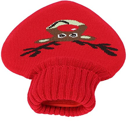 Wärmflasche mit Strickbezug, Wärmflasche aus Gummi Auslaufsicher Lindert Schmerzen Niedlicher Strickbezug mit Band Hand und Fußwärmer Wärmbeutel für Tolles 800 Ml (Elch)