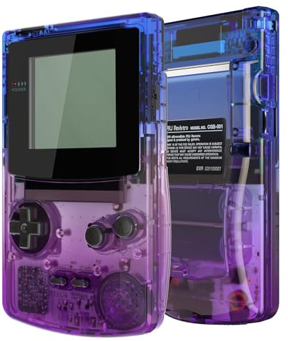 eXtremeRate Full Gehäuse&Tasten für Gameboy Color, DIY-Ersatz IPS Ready Upgraded Case Hülle für gbc OSD&Reguläres IPS&Standard-LCD(Clear Bluebell Violett)-KEIN Konsole&Bildschirm