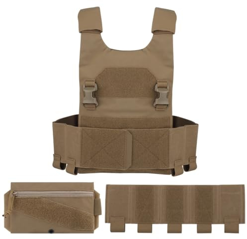 KLYso Tatical Weste Plattenträger Elastischer Kummerbund Molle ITW Schnalle MAG Beutel FCPC V5 Leichtes Airsoft Jagdzubehör (Color : T)