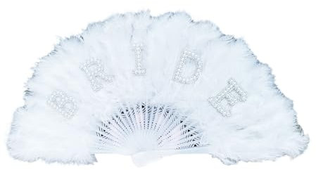 White Hand Fans Folded Feather Fan Handmade Fans Dance Bride Wedding Decoration Performances Party Props Room Ornaments Stylish Fan