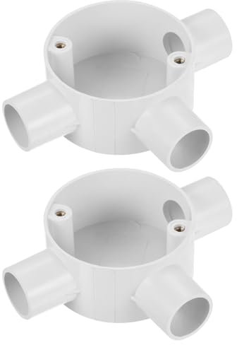 sourcing map 2Pcs PVC Conduit Box Junction Box 3 Way 20mm M4 x 0.7 Waterproof for Electronic Projects