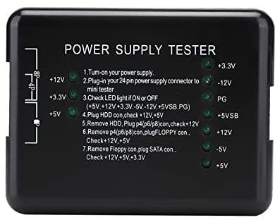 Beufee Netzteil-Tester, Computer-Netzteil-Tester, Prüfgerät Mit Kontrollleuchte, Schwarz, Computer-PC-Netzteil-Tester