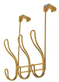 FH Twisted Design Türhakenleiste Türgarderobe für Badezimmer, Schlafzimmer oder Waschküche (Gold mit 6 Haken)