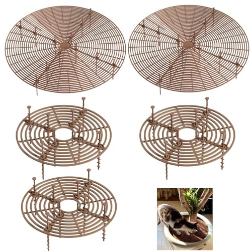 Wuyue Hua Housse de protection pour pot de fleurs contre les animaux - Grille de pot de fleurs avec découpe centrale - Protection du sol pour plantes (3 pièces de 30 cm + 2 pièces de 52 cm)