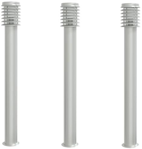 vidaXL Wegeleuchten 3 Stk. Silbern 110 cm Edelstahl