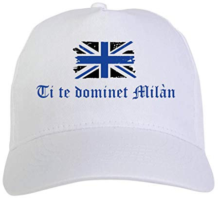 Cappellino Personalizzato Ti Te dominet Milan Bandiera Nero Azzurra Grunge 5 Pannelli Baseball Sportivo Ultras