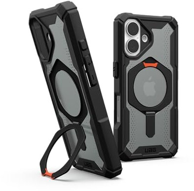 URBAN ARMOR GEAR UAG Designed for iPhone 16 Case 6.1 Plasma XTE - Compatible with MagSafe Charging& Kickstand Rugged Shockproof Anti-Slip Military Grade Protective Cover, Black/Orange