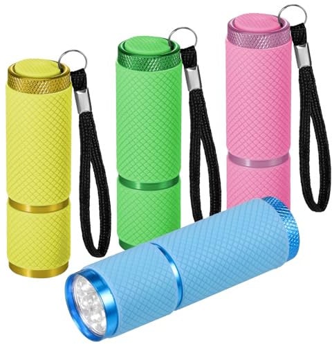 Kssvzz 4 Pezzi Mini Torce Led, Torcia Bambini Gadget con Cordino, Tascabile Torcia Portachiavi per Campeggio, Escursioni