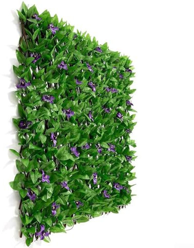 HEBEOT Panneaux de treillis de jardin réglables en hauteur et largeur - Clôture en bois de saule pour jardin, balcon, extérieur, jardin verdure - Décoration de fond en feuilles