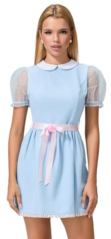Owegvia Gruseliges Halloween-Kostüm für Damen, Lolita-Kleid, gruseliges Zwillingskleid, gruselige Schwester, gruseliges Puppenkleid