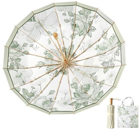 SXUANMIL Umbrella Printed Parasol Sun Protection Uv Protection Sunny And Rainy Dual-Purpose Umbrella Retro Ladies Sun Umbrella