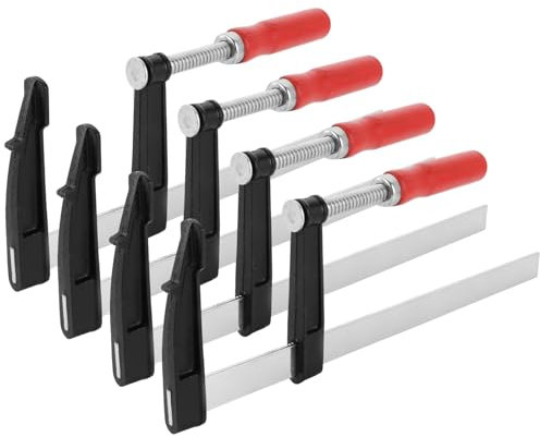 SHUESS Schraubzwingen Set 4 Stück Spanner, mit Spannweite 150mm/300mm, Ausladung 80mm, Stahl und Nylon für Holzbearbeitung präzises Fixieren von Holzwerkstücken