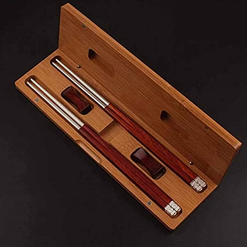 ZGYOZMNG Chopsticks Reusable Reusable Chopsticks, 2 Pair Natural Ebony Wood Chopsticks-Engraved with Blessings Safe Chop Sticks Gift Set (C) (B)