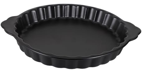 HOLIDYOYO 1 Pc Horno de cerámica redondo plato de quiche accesorios para planchas cacerola baking tray sartén grill sarten parrilla plato para hornear de cocina bandeja para hornear Black