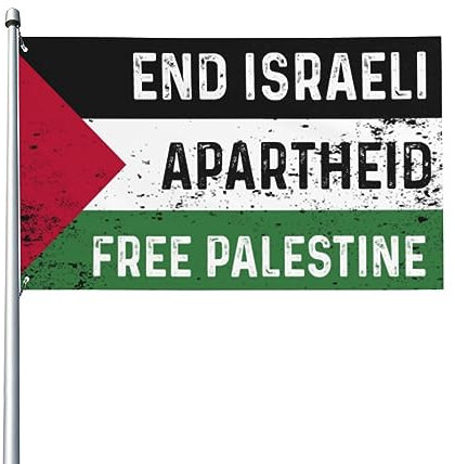 End Israeli Apartheid Free Palestine Flagge, hochwertige dekorative Außenflagge, 90 x 150 cm, lebendige Farben, wind- und wasserfest, ideal für Garten und Veranstaltungen