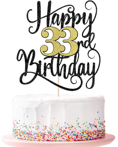 Ruscalin happy 33rd birthday cake topper,33 birthday party cake decorations
