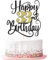 happy 33th birthday cake topper， 33 birthday party cake decorations (Black and gold flashes, 33rd)