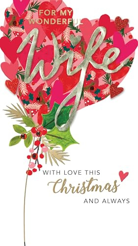 Embellished Wonderful Wife Champagne Hand-Finished Christmas Greeting Card XCDC447