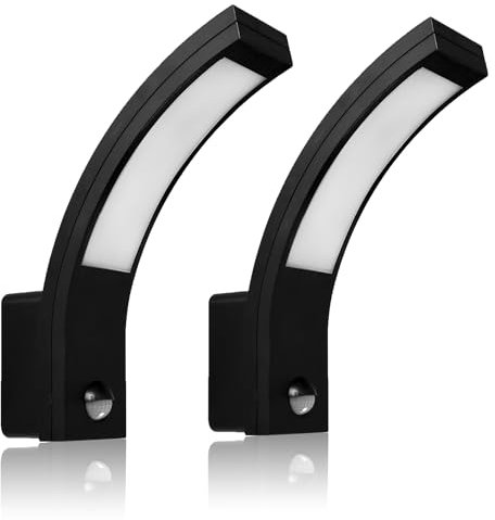 max K O M F O R T 2x - PIRIT LED Außenwandleuchte mit Bewegungsmelder | 15W Schwarz IP54 900lm 4000K | Außenleuchte Wandleuchte Fluter